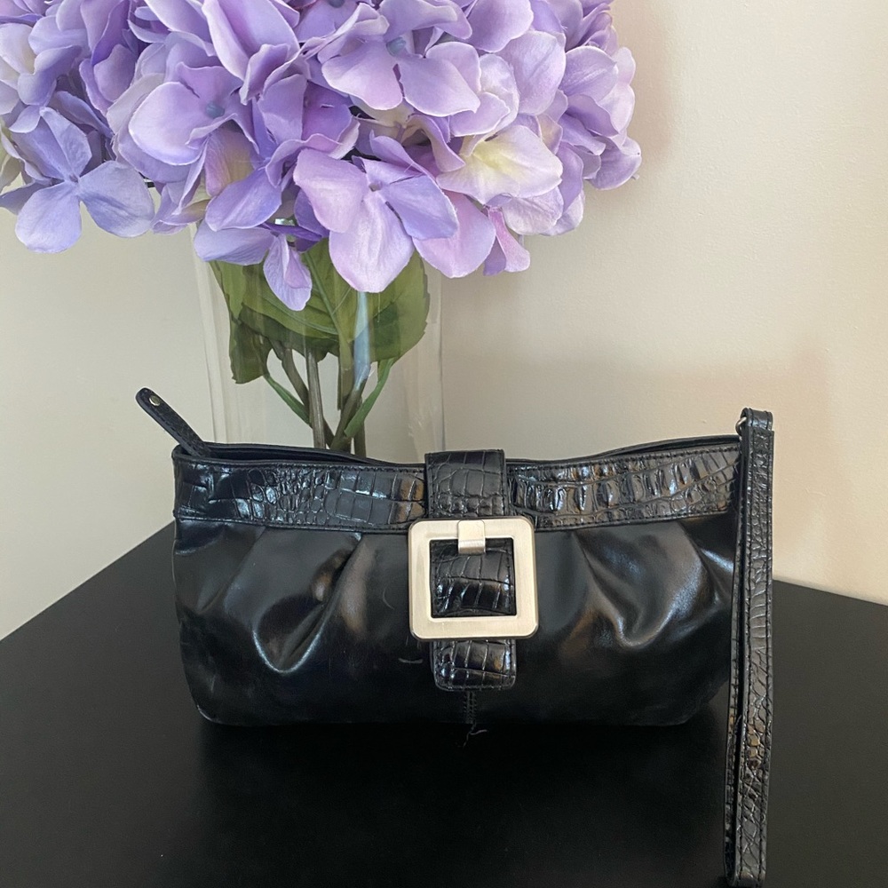 Relativity Black Faux Leather Clutch/Wristlet